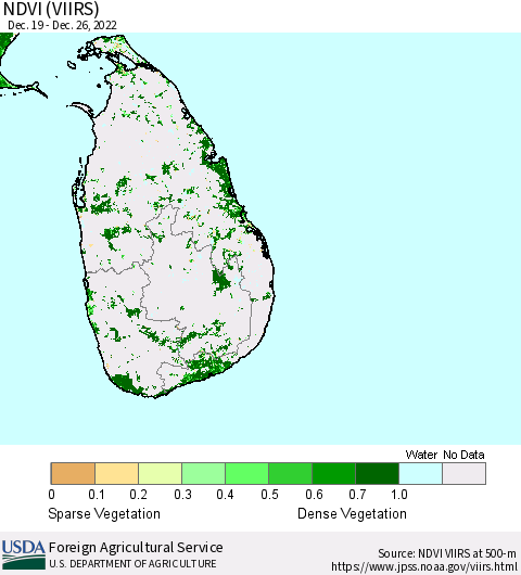 Sri Lanka NDVI (VIIRS) Thematic Map For 12/21/2022 - 12/31/2022