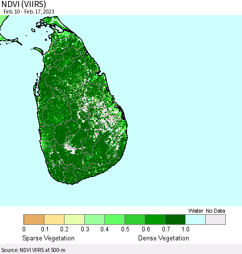 Sri Lanka NDVI (VIIRS) Thematic Map For 2/10/2023 - 2/17/2023