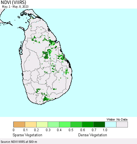 Sri Lanka NDVI (VIIRS) Thematic Map For 5/1/2023 - 5/8/2023