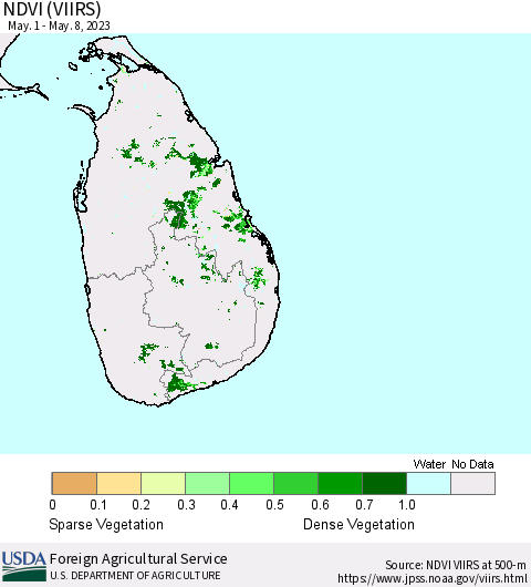 Sri Lanka NDVI (VIIRS) Thematic Map For 5/1/2023 - 5/10/2023