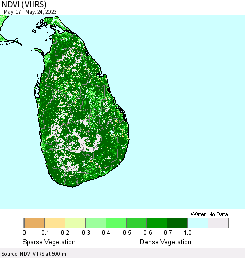 Sri Lanka NDVI (VIIRS) Thematic Map For 5/17/2023 - 5/24/2023