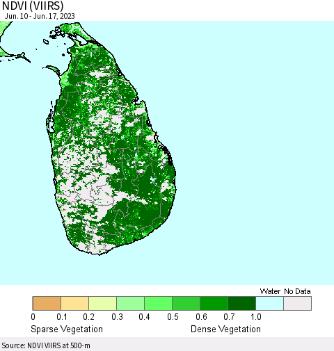 Sri Lanka NDVI (VIIRS) Thematic Map For 6/10/2023 - 6/17/2023