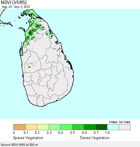 Sri Lanka NDVI (VIIRS) Thematic Map For 8/29/2023 - 9/5/2023