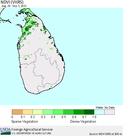 Sri Lanka NDVI (VIIRS) Thematic Map For 9/1/2023 - 9/10/2023