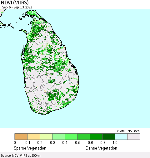 Sri Lanka NDVI (VIIRS) Thematic Map For 9/6/2023 - 9/13/2023