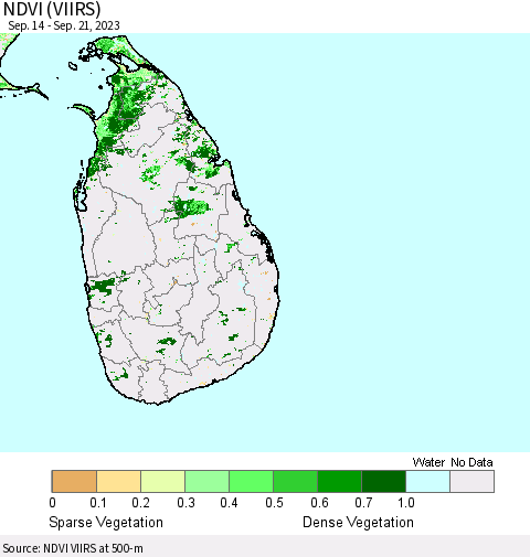 Sri Lanka NDVI (VIIRS) Thematic Map For 9/14/2023 - 9/21/2023