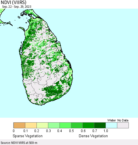 Sri Lanka NDVI (VIIRS) Thematic Map For 9/22/2023 - 9/29/2023