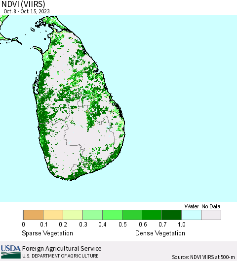 Sri Lanka NDVI (VIIRS) Thematic Map For 10/11/2023 - 10/20/2023