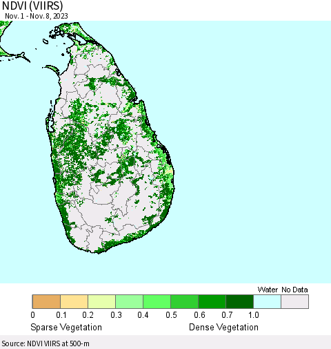 Sri Lanka NDVI (VIIRS) Thematic Map For 11/1/2023 - 11/8/2023