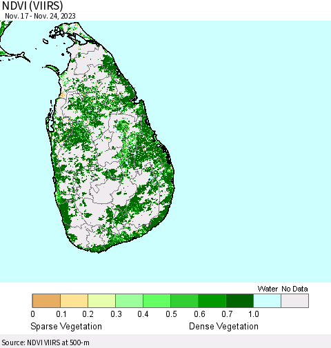 Sri Lanka NDVI (VIIRS) Thematic Map For 11/17/2023 - 11/24/2023