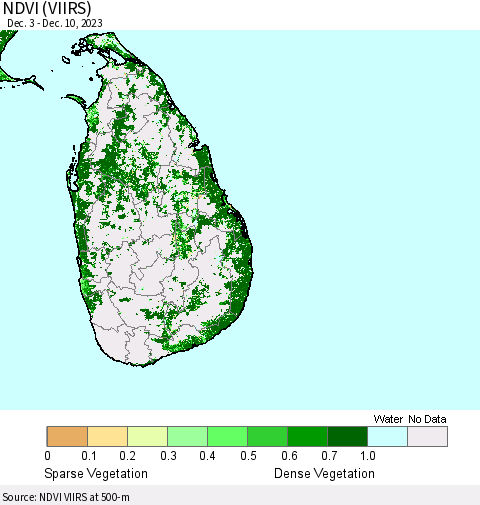 Sri Lanka NDVI (VIIRS) Thematic Map For 12/3/2023 - 12/10/2023