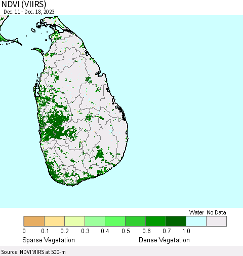 Sri Lanka NDVI (VIIRS) Thematic Map For 12/11/2023 - 12/18/2023