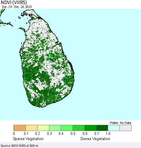 Sri Lanka NDVI (VIIRS) Thematic Map For 12/19/2023 - 12/26/2023