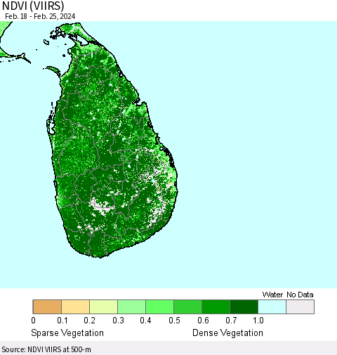 Sri Lanka NDVI (VIIRS) Thematic Map For 2/18/2024 - 2/25/2024