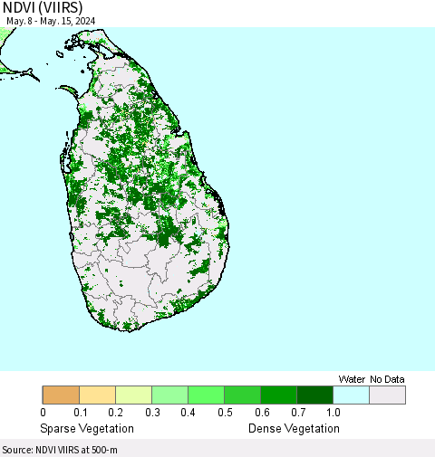 Sri Lanka NDVI (VIIRS) Thematic Map For 5/8/2024 - 5/15/2024