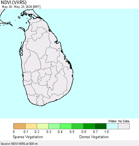Sri Lanka NDVI (VIIRS) Thematic Map For 5/16/2024 - 5/23/2024