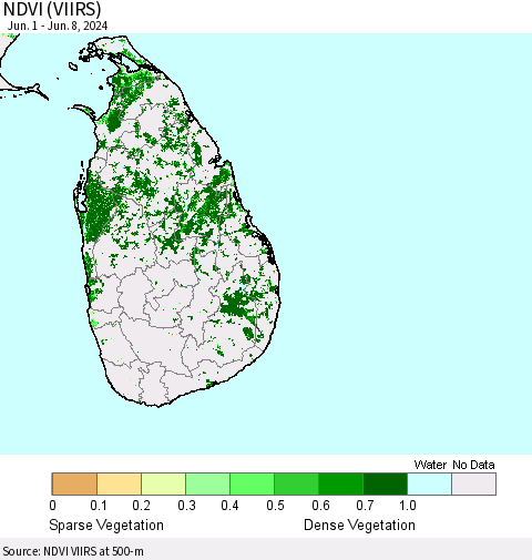 Sri Lanka NDVI (VIIRS) Thematic Map For 6/1/2024 - 6/8/2024