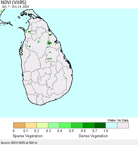 Sri Lanka NDVI (VIIRS) Thematic Map For 10/7/2024 - 10/14/2024