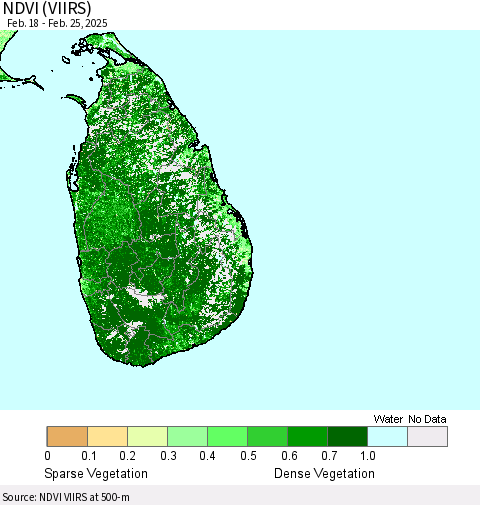 Sri Lanka NDVI (VIIRS) Thematic Map For 2/18/2025 - 2/25/2025