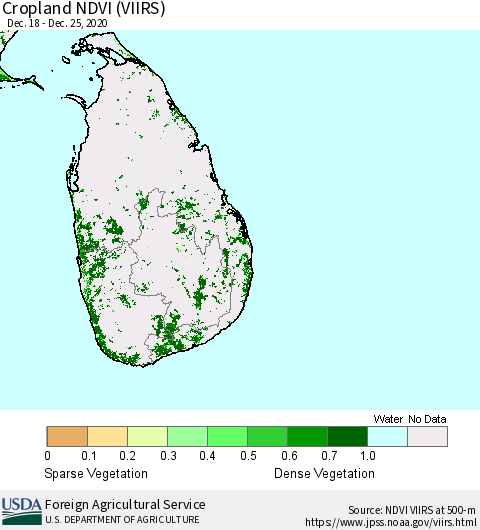 Sri Lanka Cropland NDVI (VIIRS) Thematic Map For 12/21/2020 - 12/31/2020
