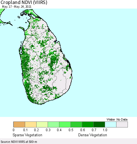 Sri Lanka Cropland NDVI (VIIRS) Thematic Map For 5/17/2021 - 5/24/2021