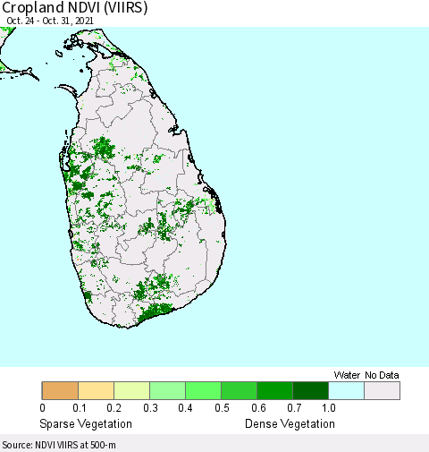 Sri Lanka Cropland NDVI (VIIRS) Thematic Map For 10/24/2021 - 10/31/2021