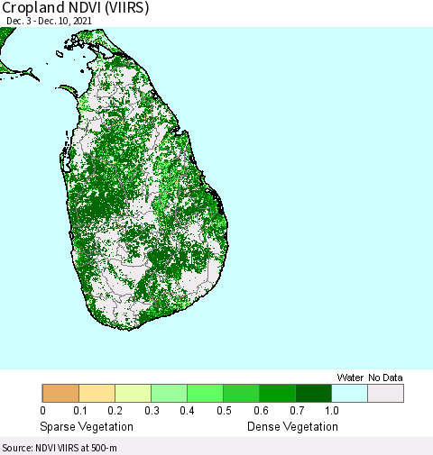 Sri Lanka Cropland NDVI (VIIRS) Thematic Map For 12/3/2021 - 12/10/2021