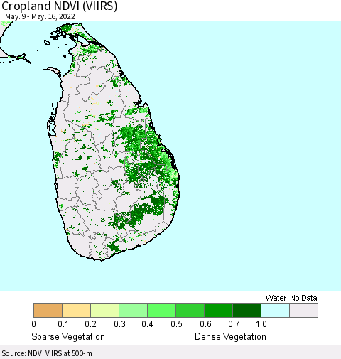 Sri Lanka Cropland NDVI (VIIRS) Thematic Map For 5/9/2022 - 5/16/2022