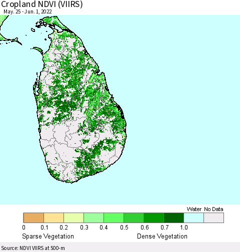Sri Lanka Cropland NDVI (VIIRS) Thematic Map For 5/25/2022 - 6/1/2022