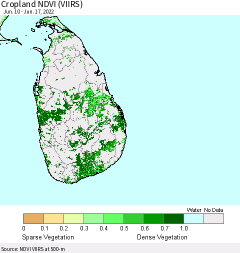 Sri Lanka Cropland NDVI (VIIRS) Thematic Map For 6/10/2022 - 6/17/2022