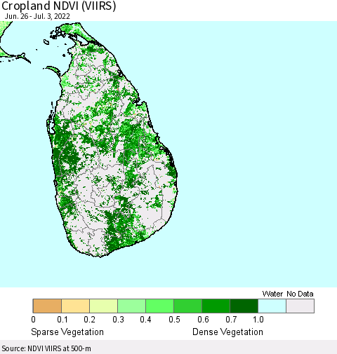Sri Lanka Cropland NDVI (VIIRS) Thematic Map For 6/26/2022 - 7/3/2022
