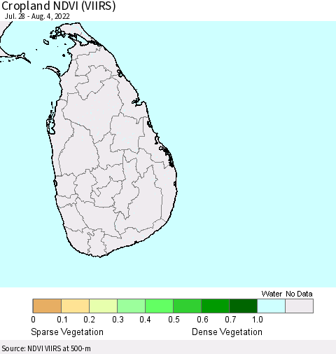 Sri Lanka Cropland NDVI (VIIRS) Thematic Map For 7/28/2022 - 8/4/2022