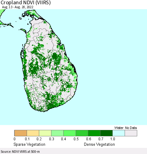 Sri Lanka Cropland NDVI (VIIRS) Thematic Map For 8/11/2022 - 8/20/2022