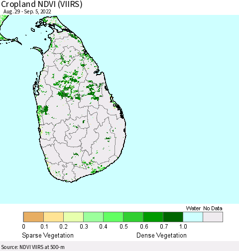Sri Lanka Cropland NDVI (VIIRS) Thematic Map For 8/29/2022 - 9/5/2022