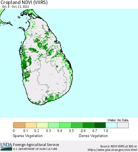 Sri Lanka Cropland NDVI (VIIRS) Thematic Map For 10/11/2022 - 10/20/2022