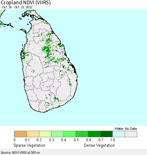 Sri Lanka Cropland NDVI (VIIRS) Thematic Map For 10/16/2022 - 10/23/2022