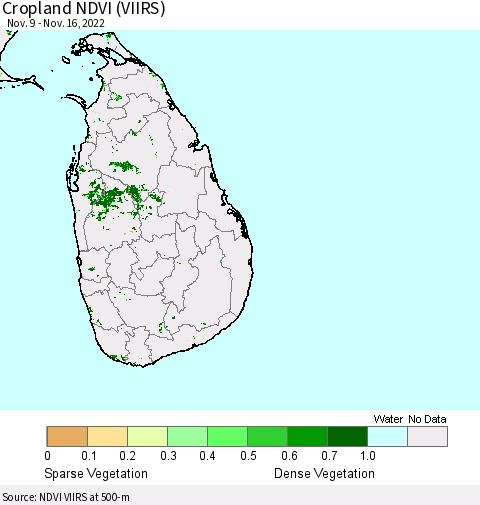 Sri Lanka Cropland NDVI (VIIRS) Thematic Map For 11/9/2022 - 11/16/2022