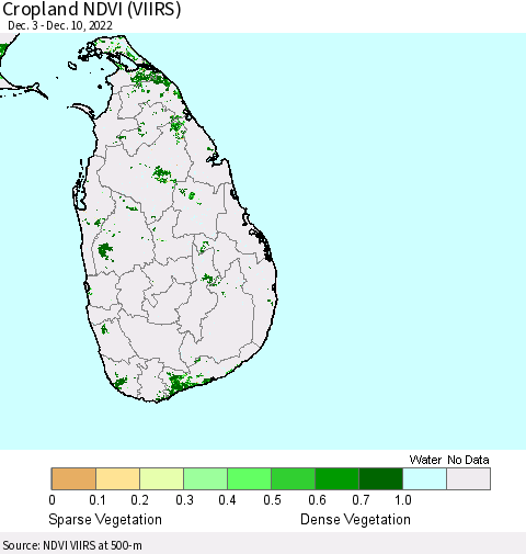 Sri Lanka Cropland NDVI (VIIRS) Thematic Map For 12/1/2022 - 12/10/2022