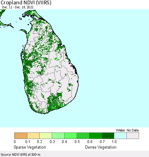 Sri Lanka Cropland NDVI (VIIRS) Thematic Map For 12/11/2022 - 12/18/2022