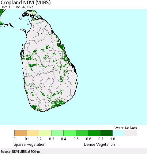 Sri Lanka Cropland NDVI (VIIRS) Thematic Map For 12/19/2022 - 12/26/2022