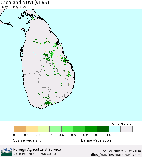 Sri Lanka Cropland NDVI (VIIRS) Thematic Map For 5/1/2023 - 5/10/2023