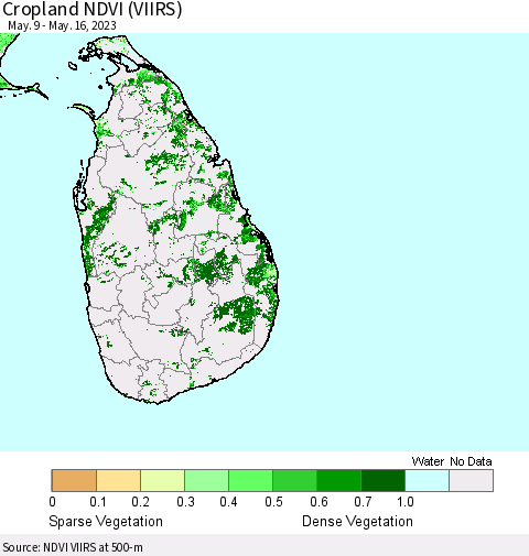 Sri Lanka Cropland NDVI (VIIRS) Thematic Map For 5/9/2023 - 5/16/2023