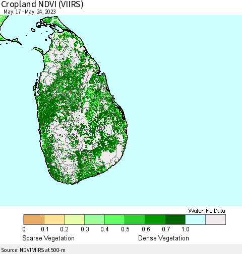 Sri Lanka Cropland NDVI (VIIRS) Thematic Map For 5/17/2023 - 5/24/2023