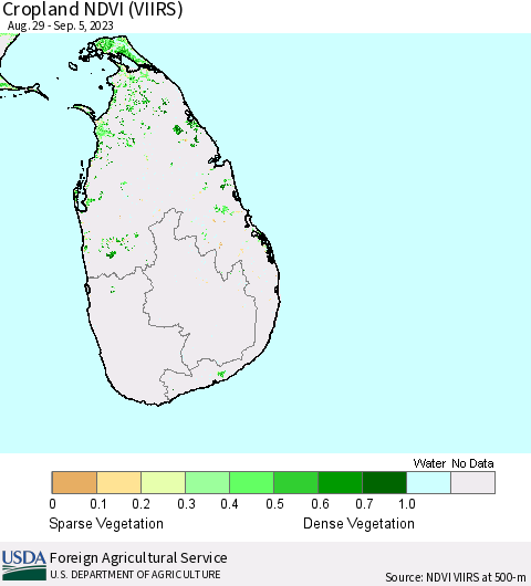 Sri Lanka Cropland NDVI (VIIRS) Thematic Map For 9/1/2023 - 9/10/2023