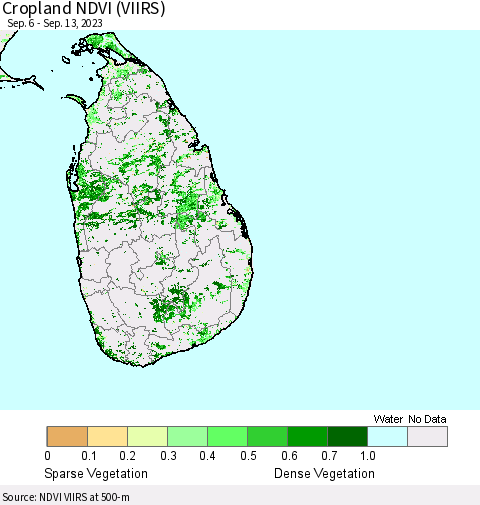Sri Lanka Cropland NDVI (VIIRS) Thematic Map For 9/6/2023 - 9/13/2023
