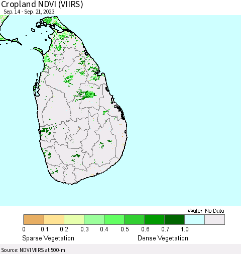 Sri Lanka Cropland NDVI (VIIRS) Thematic Map For 9/14/2023 - 9/21/2023