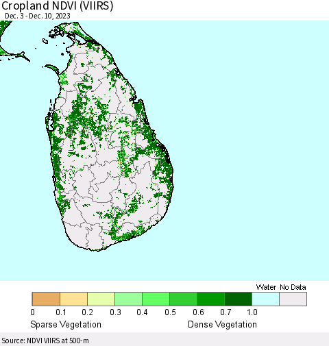Sri Lanka Cropland NDVI (VIIRS) Thematic Map For 12/3/2023 - 12/10/2023