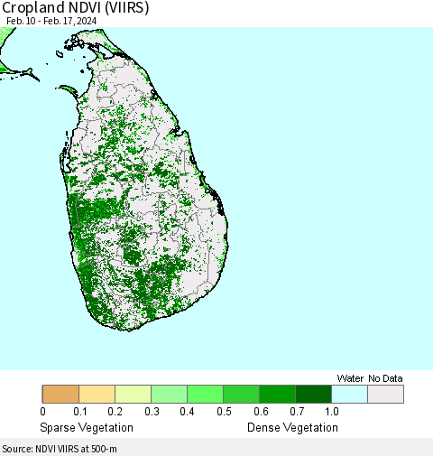 Sri Lanka Cropland NDVI (VIIRS) Thematic Map For 2/10/2024 - 2/17/2024