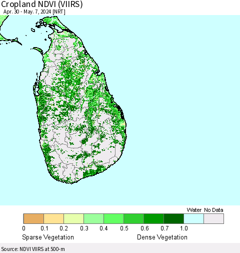 Sri Lanka Cropland NDVI (VIIRS) Thematic Map For 4/30/2024 - 5/7/2024