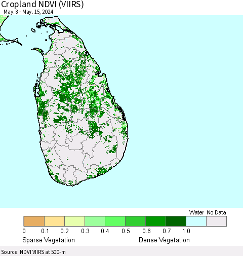 Sri Lanka Cropland NDVI (VIIRS) Thematic Map For 5/8/2024 - 5/15/2024
